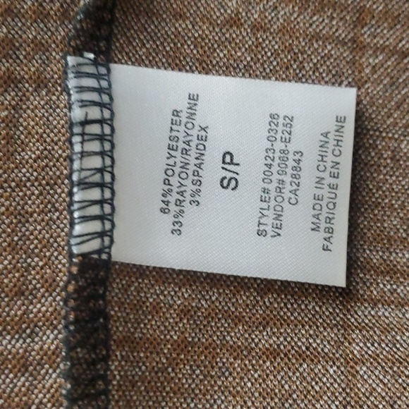 Eclipse Lapel Colar Folding Sleeve Open Front Plaid Blazer Brown Size Small - Picture 8 of 12